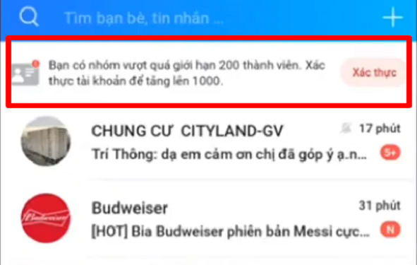 xác thực admin nhóm zalo trên 200 người