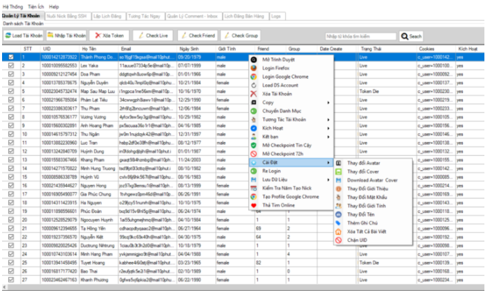 Phần mềm tương tác nick số lượng lớn tự động