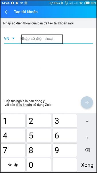 Nhập số điện thoại Zalo