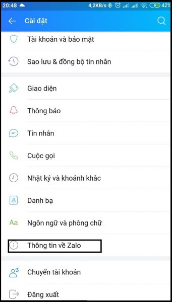  Thông tin zalo