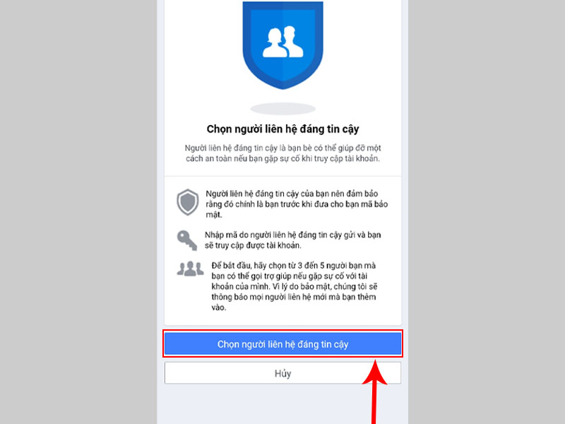 Chọn Liên lạc đáng tin cậy 