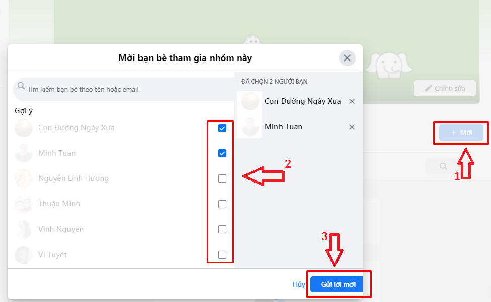 Mời bạn bè vào group facebook
