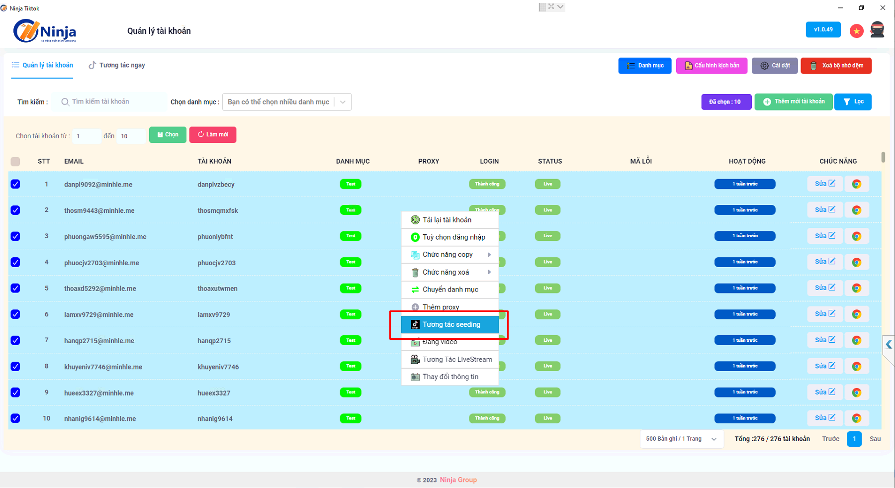 Seeding tiktok tự động