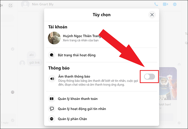 Tắt thông báo như hình