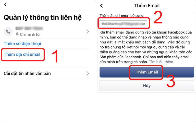 Lấy mã xác nhận bằng cách thêm địa chỉ email