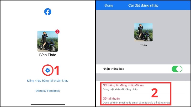 Để xóa tài khoản khỏi thiết bị, chọn "Xóa tài khoản" (Remove Account)