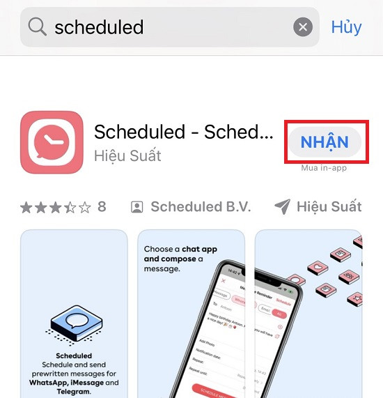 Cài đặt ứng dụng Scheduled từ App Store.