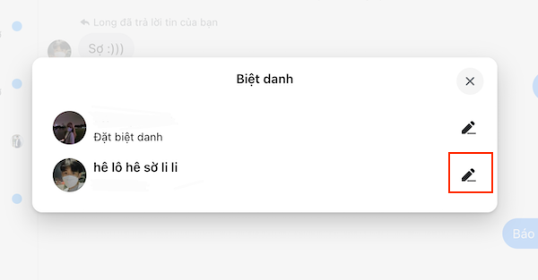 cách xoá biệt danh trên messenger bằng máy tính