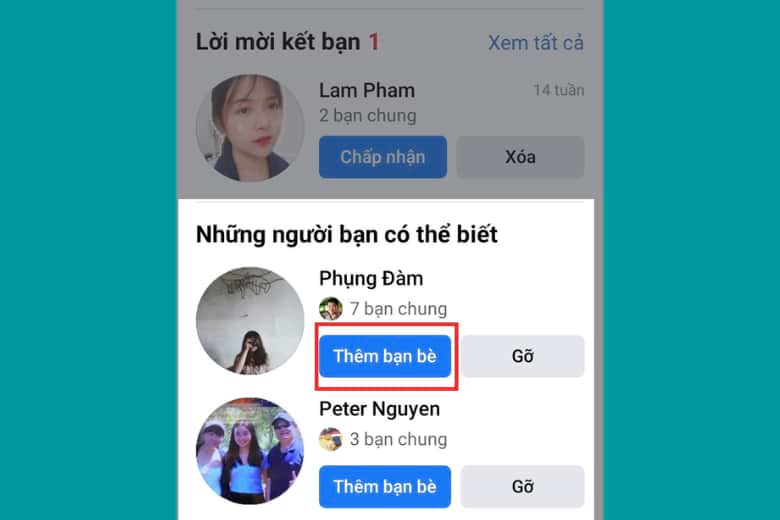 Gửi lời mời kết bạn trên facebook nhanh qua Gợi ý