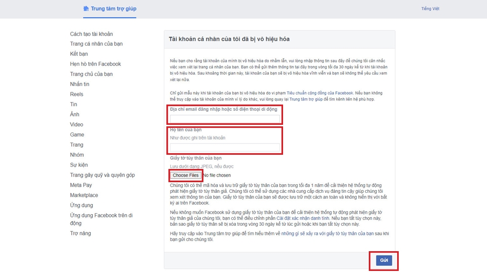 Trình bày lý do bị khoá facebook